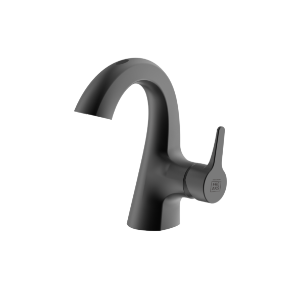 Minimalistyczna bateria łazienkowa bezdotykowa w kolorze czarnym