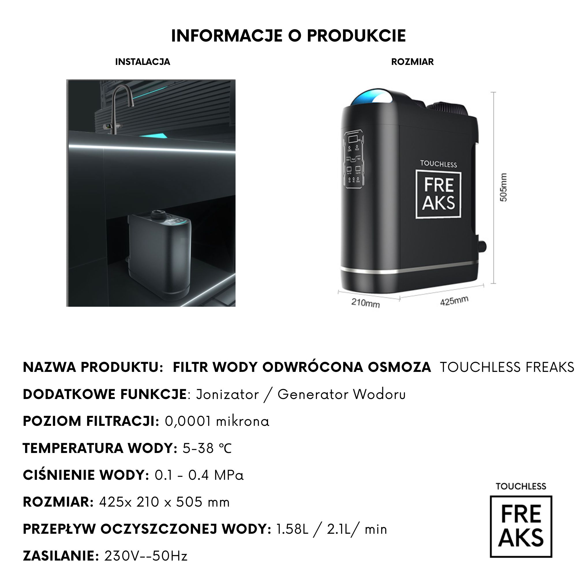 FILTR WODY ODWRÓCONA OSMOZA Jonizator Generator Wodoru - obrazek 4