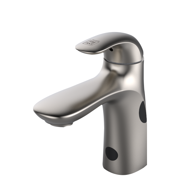 Minimalistyczna bateria łazienkowa bezdotykowa w kolorze szarym