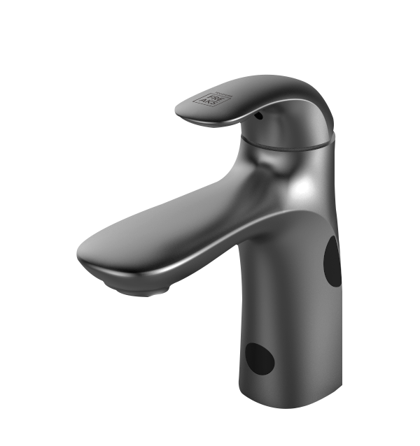 Minimalistyczna bateria łazienkowa bezdotykowa w kolorze grafitowym