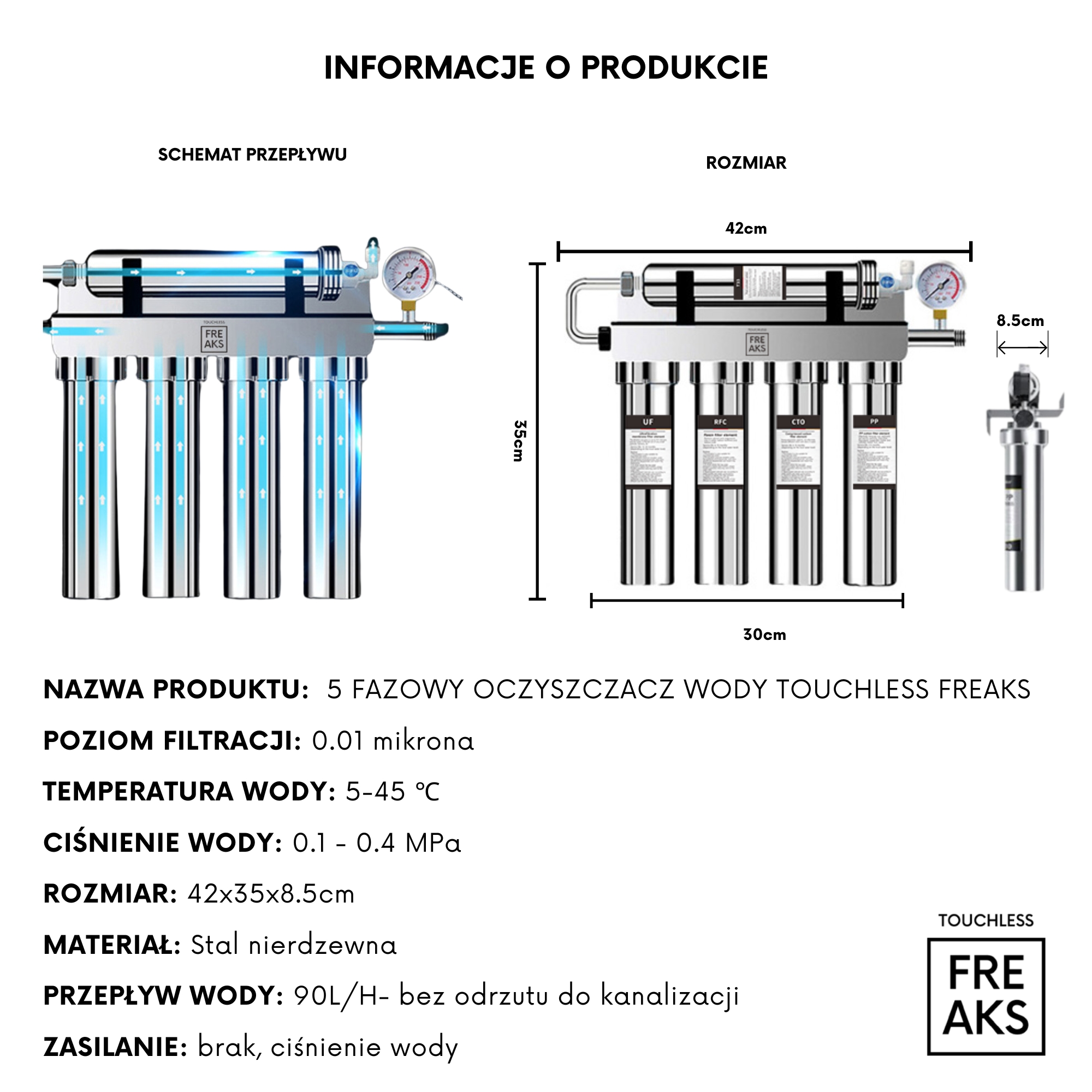 Filtr wody do baterii kuchennej Touchless Freaks