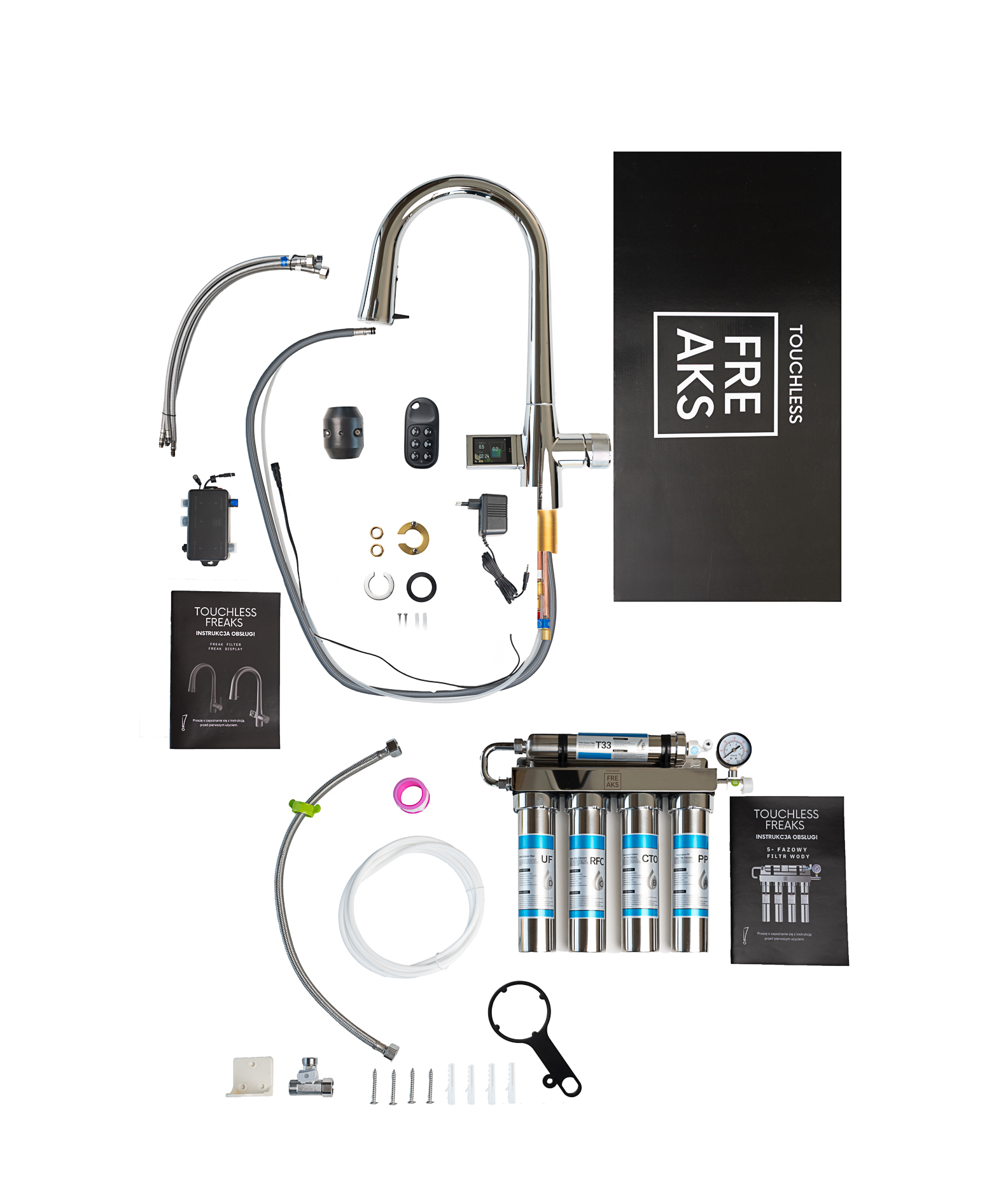 Bateria bezdotykowa wyświetlacz LCD z filtrem 5-fazowym chrome