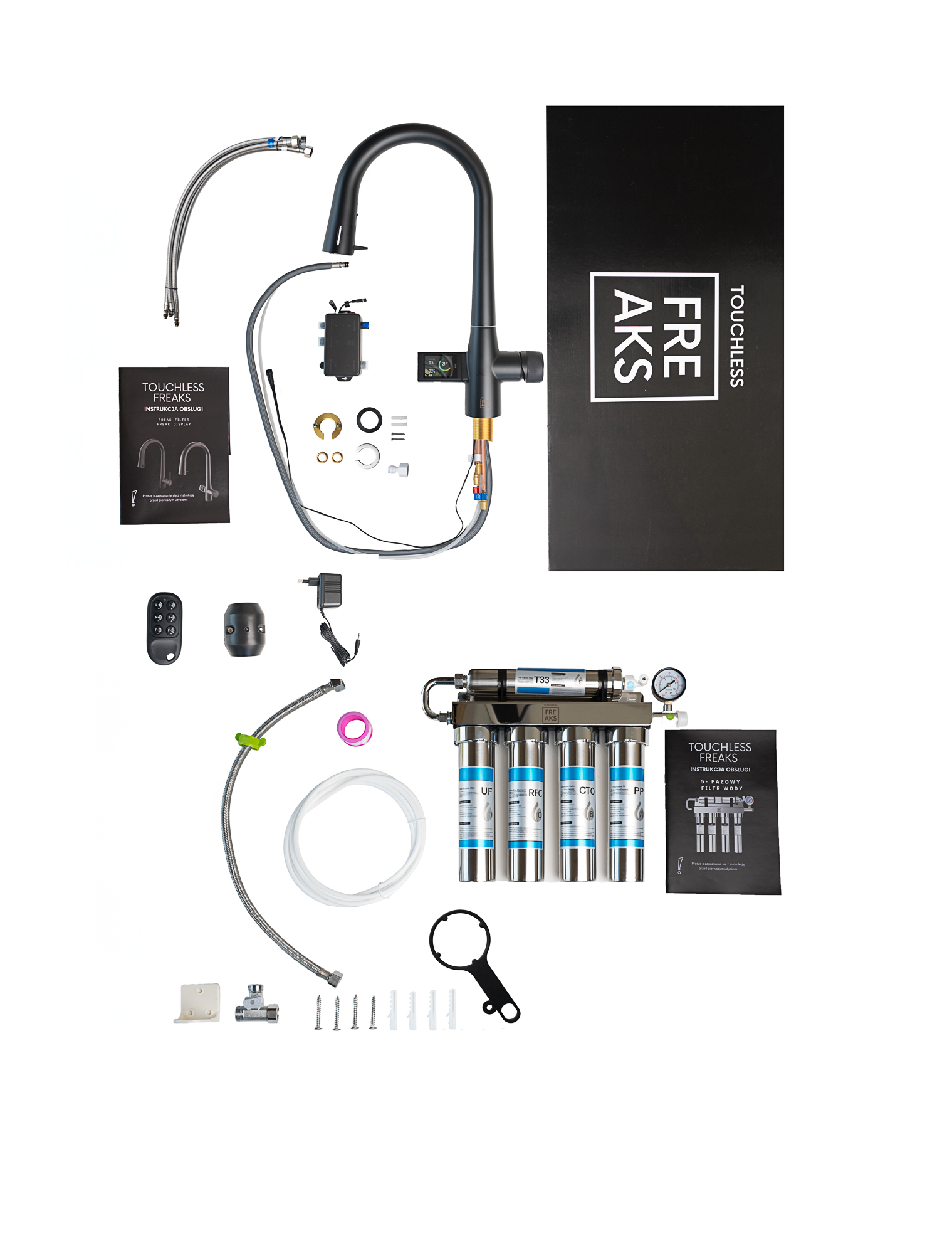 Bateria bezdotykowa wyświetlacz LCD z filtrem 5-fazowym czarna